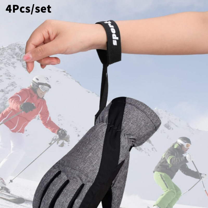 Outdoor Sport Gloves - 4 Stück Ski-Handschuh-Handgelenkband, Handschuhhalter, Sport-Handschuhband, elastische
